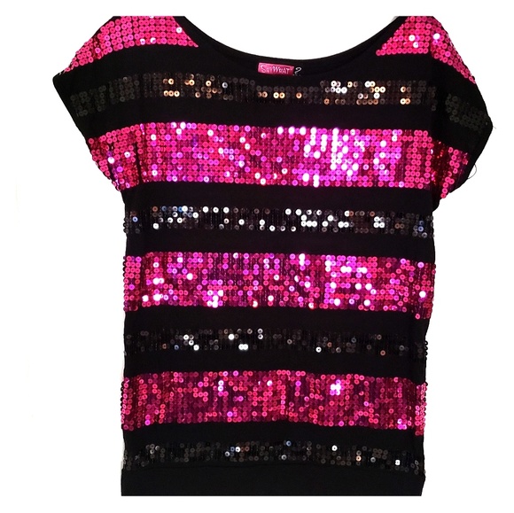 bright pink sequin top